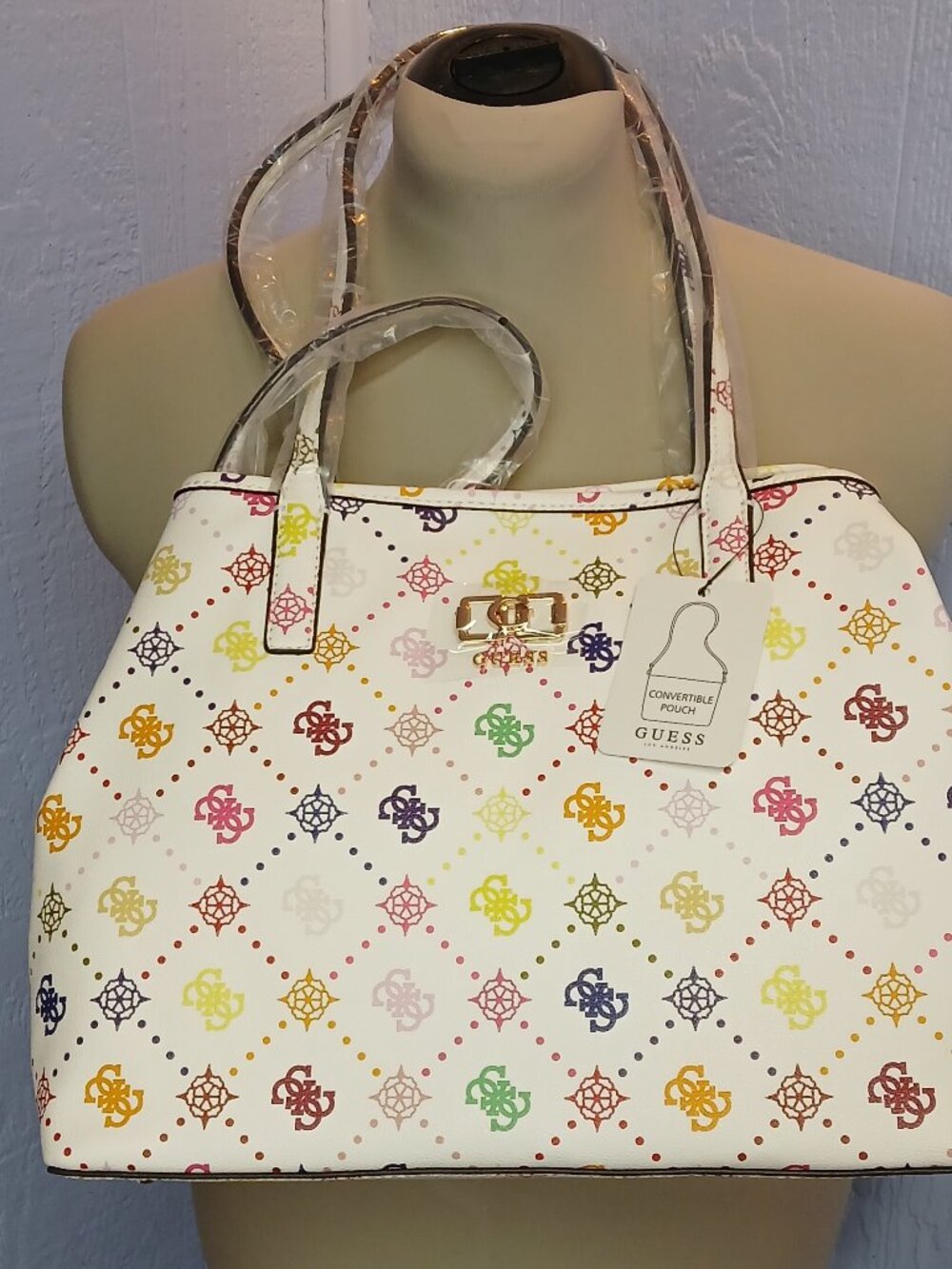 NWT GUESS Emilie Logo MultiColor Convertible Shoulder Bag